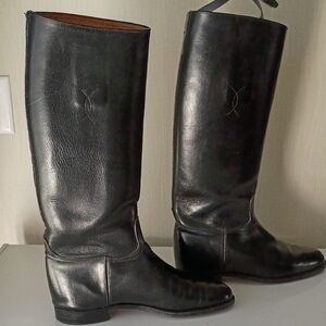 Vintage Black Leather Equestrian Or Biker Riding Boots